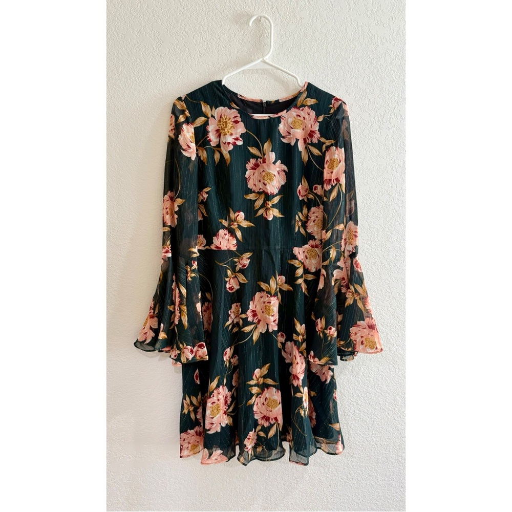 Donna Morgan Dark Green Floral Dress